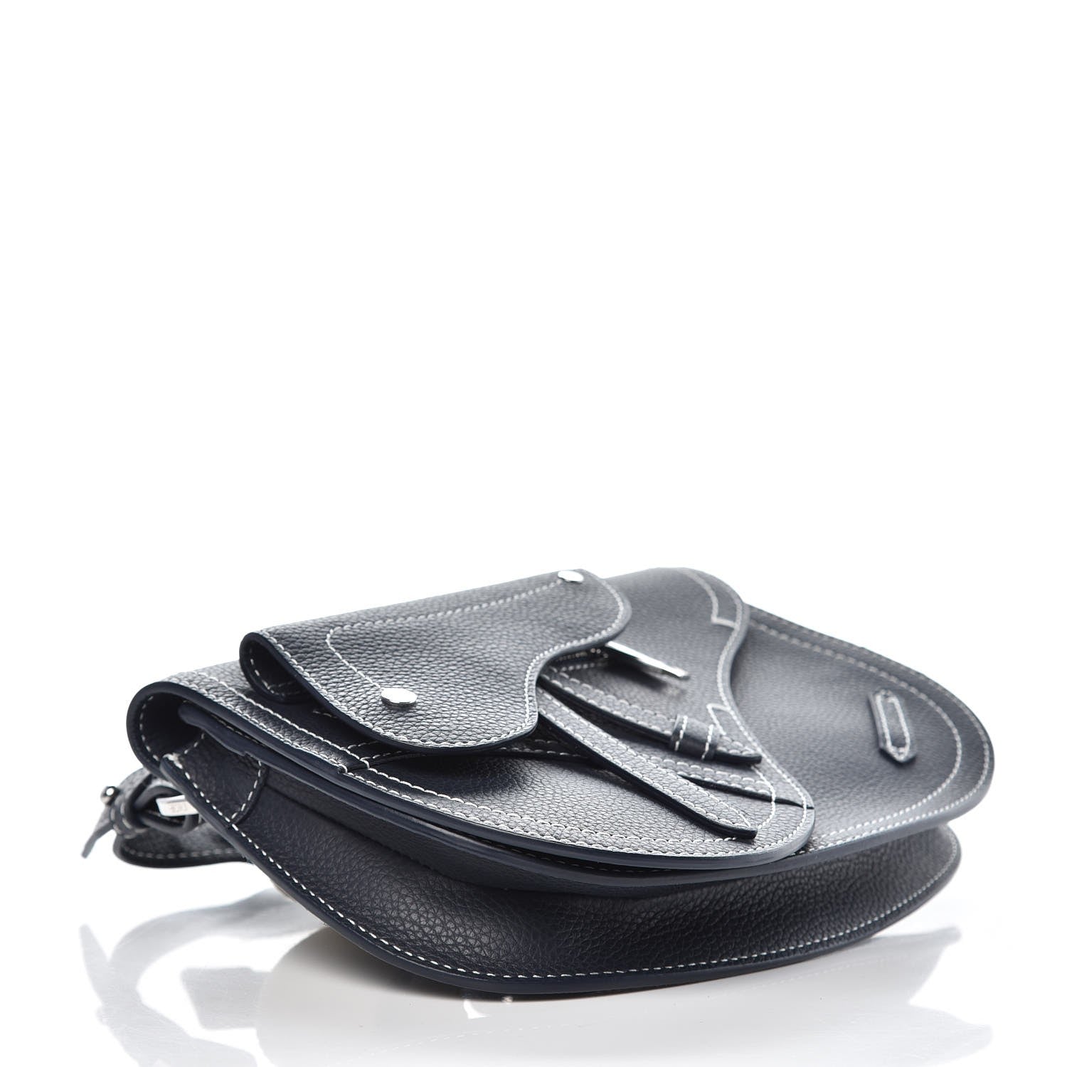 Christian Dior X KAWS Grained Calfskin Saddle Pouch Navy Blue 4 of 8