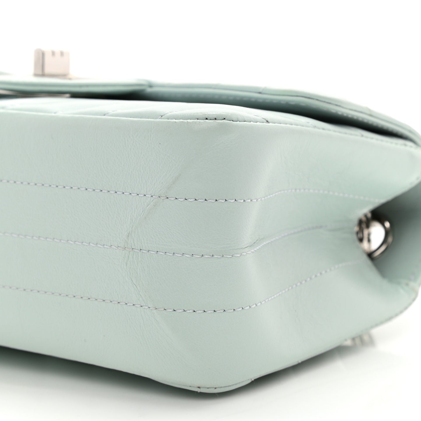 Aged Calfskin Chevron Quilted 2.55 Reissue Mini Flap Light Blue