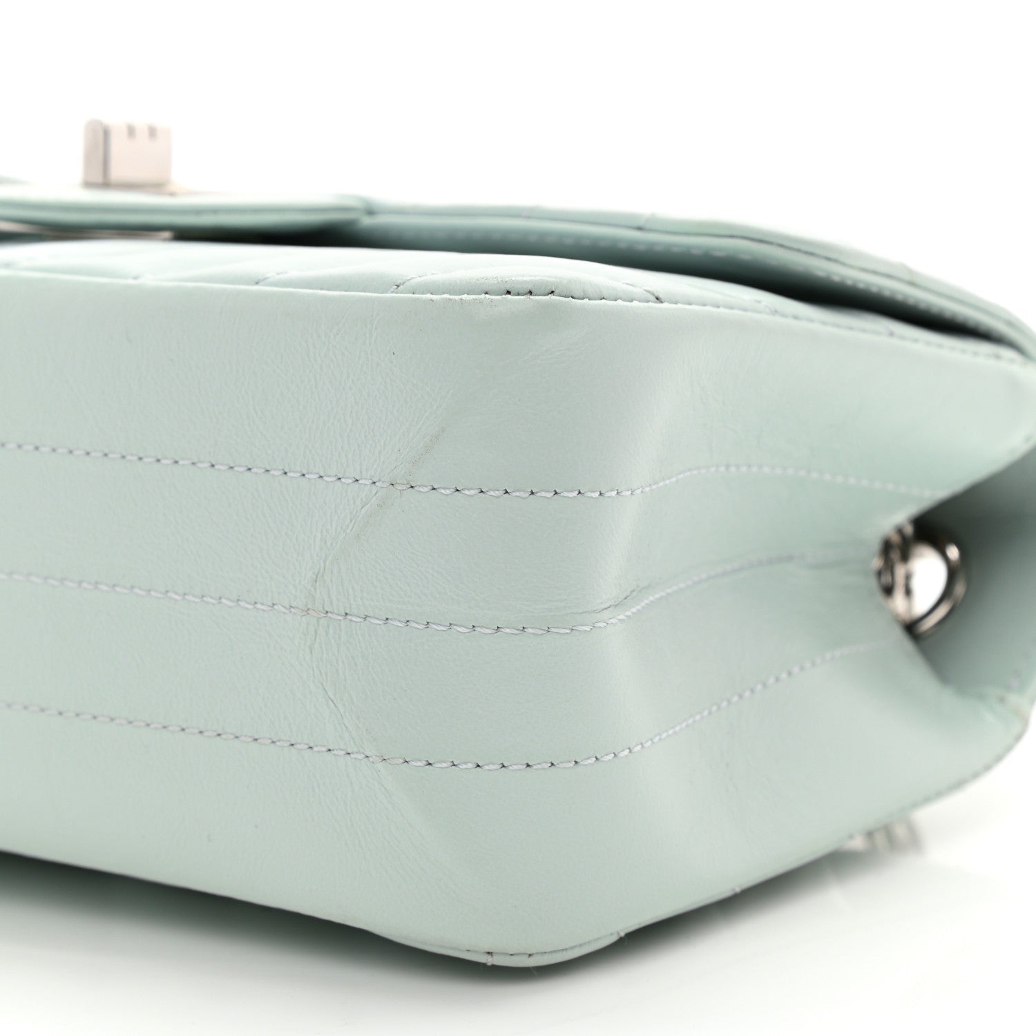 Chanel Aged Calfskin Chevron Quilted 2.55 Reissue Mini Flap Light Blue 10 of 10