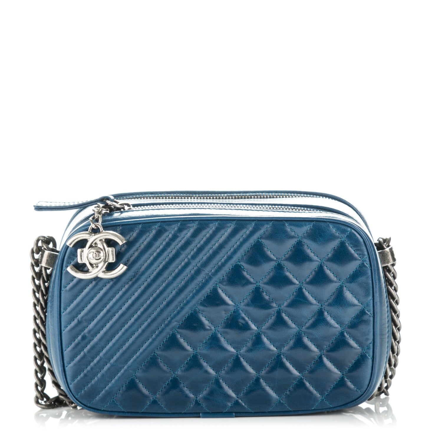 Chanel Glazed Calfskin Small Coco Boy Camera Case Blue 1 of 7