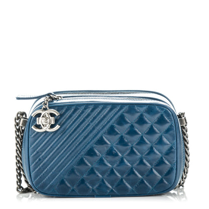 Chanel Glazed Calfskin Small Coco Boy Camera Case Blue 1 of 7