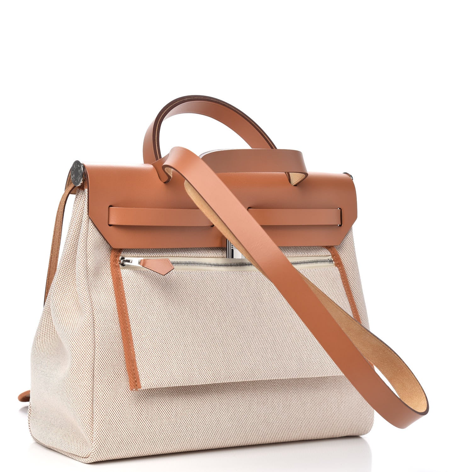Hermes Vache Hunter Toile Pegase Pop Herbag Zip Retourne 31 PM Capucine Ecru 4 of 13