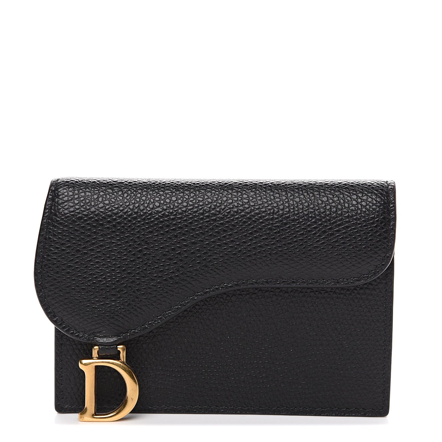 Christian Dior Grained Calfskin Saddle Card Holder Black 1 of 6