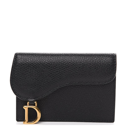 Christian Dior Grained Calfskin Saddle Card Holder Black 1 of 6