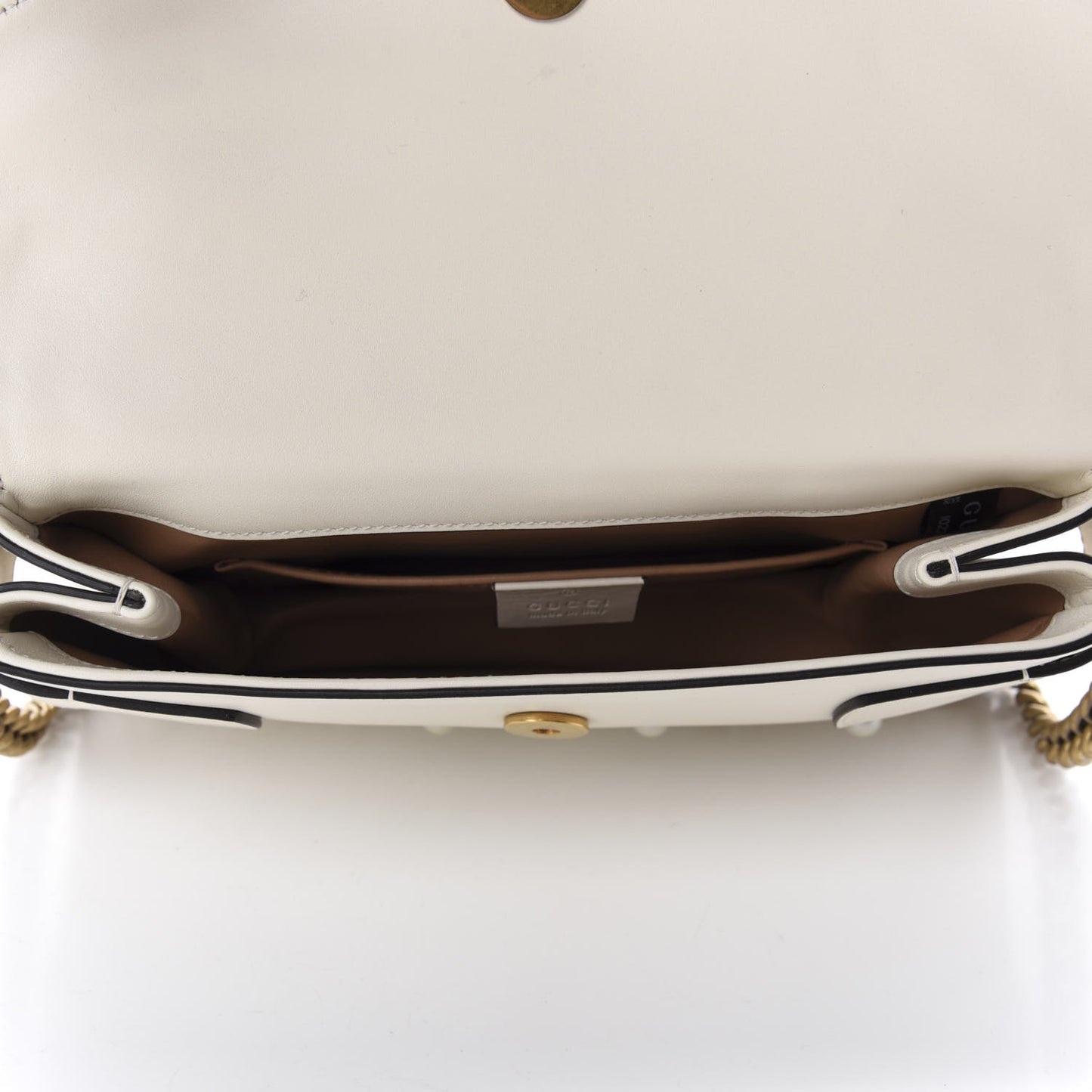 Nappa Pearl Studded Mini Queen Margaret Broadway Shoulder Bag Mystic White