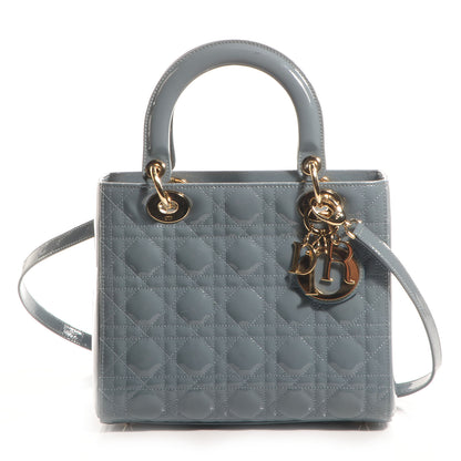 Christian Dior Patent Cannage Medium Lady Dior Blue 1 of 9