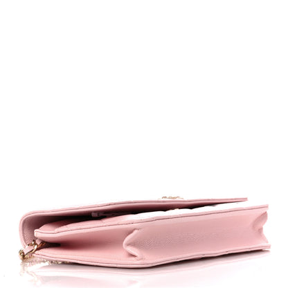Chanel Caviar Quilted Crystal CC Wallet On Chain WOC Light Pink 5 of 12