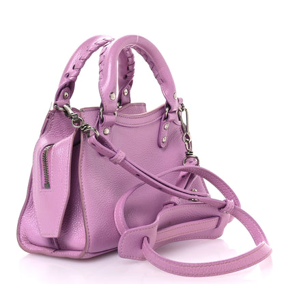 Balenciaga Grained Calfskin Neo Classic Silver Hardware Mini City Lilac 3 of 13