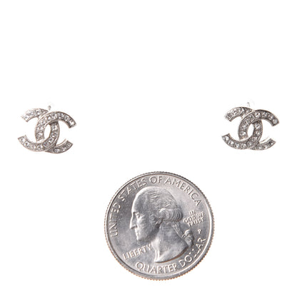 Chanel Crystal Mini Timeless CC Earrings Silver 2 of 5