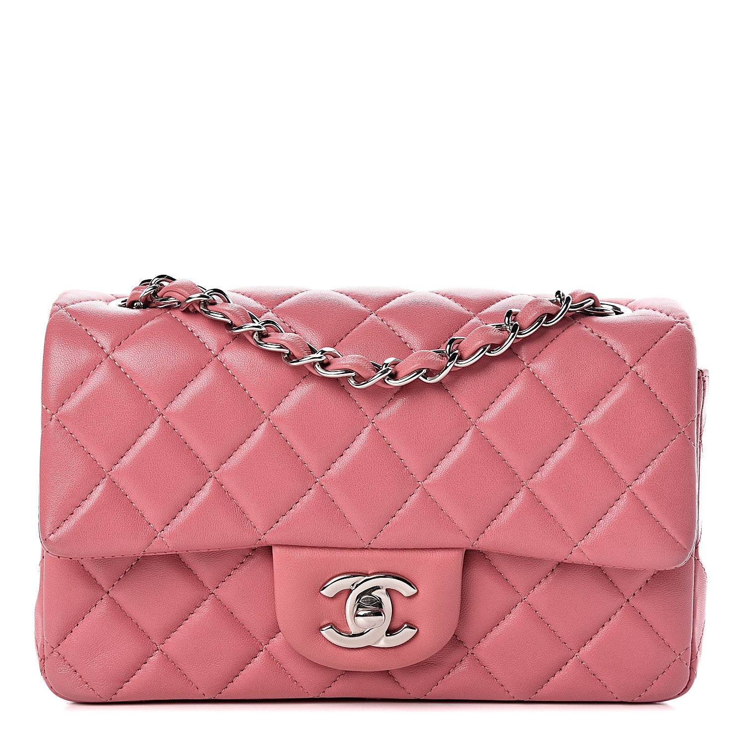 Chanel Lambskin Quilted Mini Rectangular Flap Pink 1 of 10