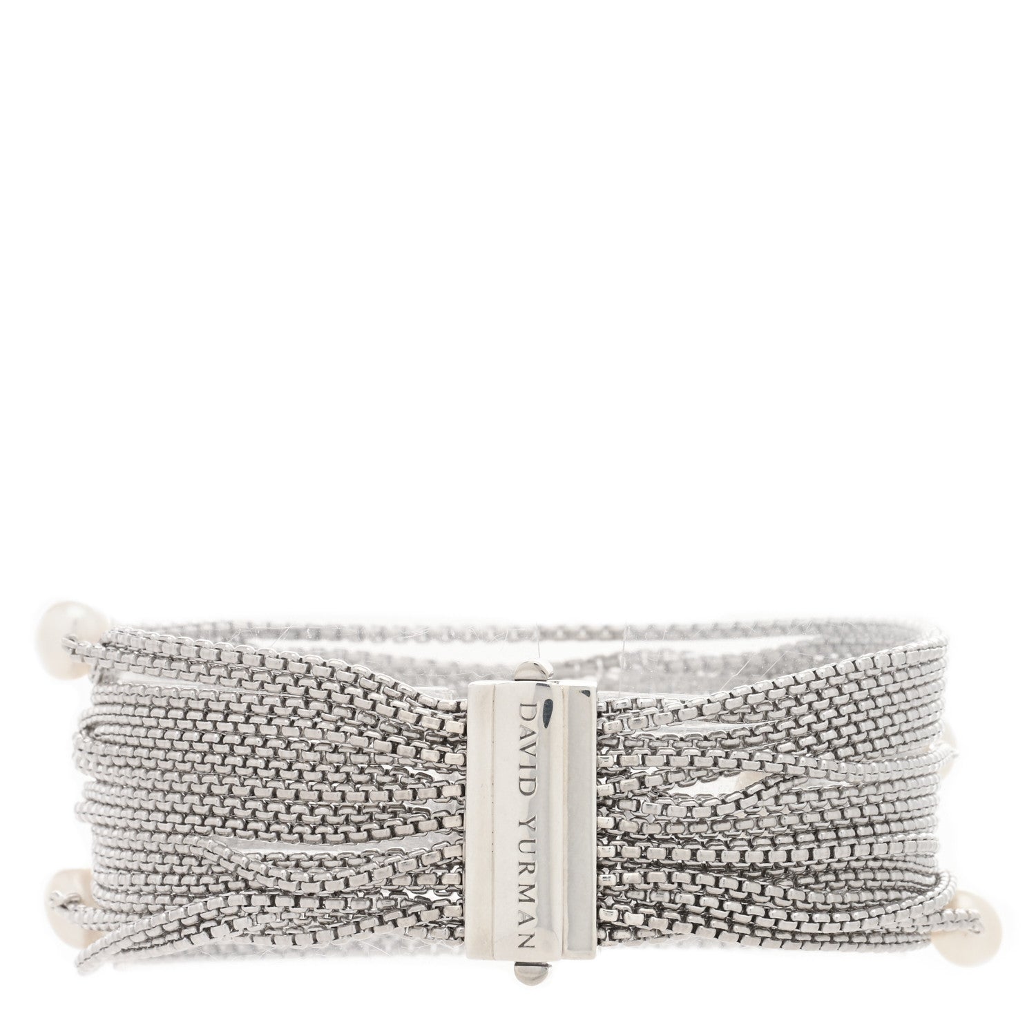 David Yurman Sterling Silver Pearl Sixteen-Row Chain Bracelet 2 of 3