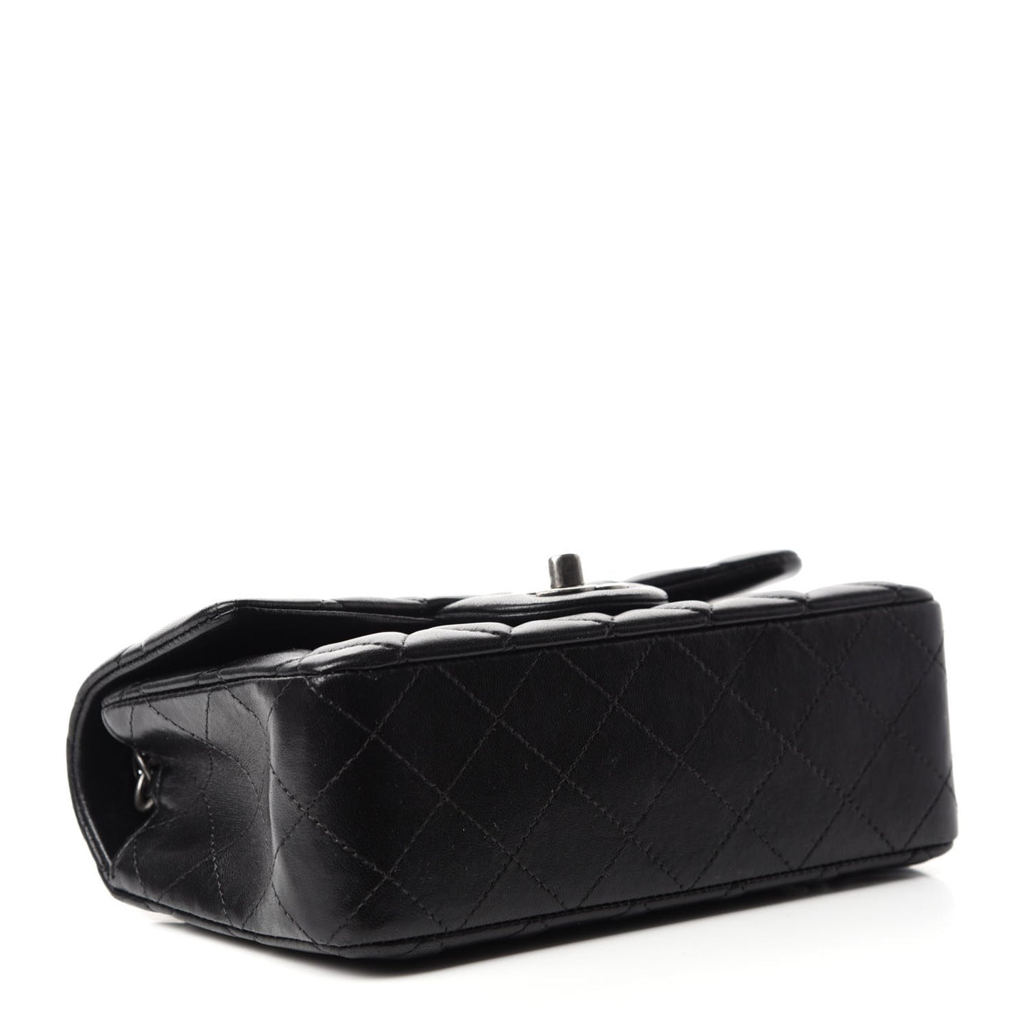 Lambskin Quilted Mini Rectangular Flap Black