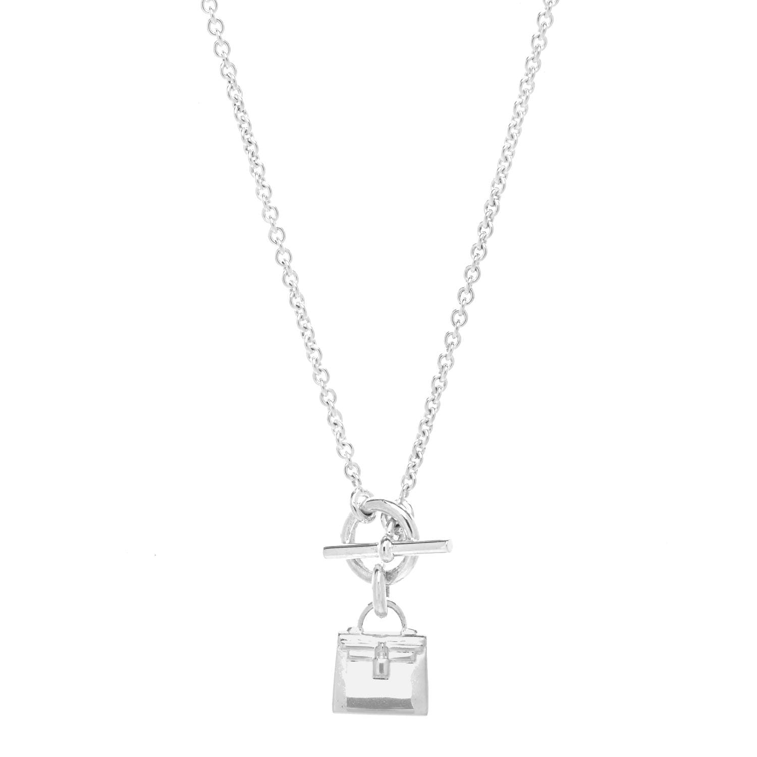 Hermes Sterling Silver Kelly Charm Pendant Necklace 1 of 5