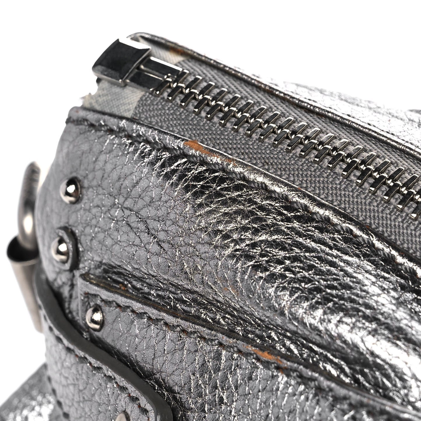 Metallic Calfskin Paddington Satchel Silver
