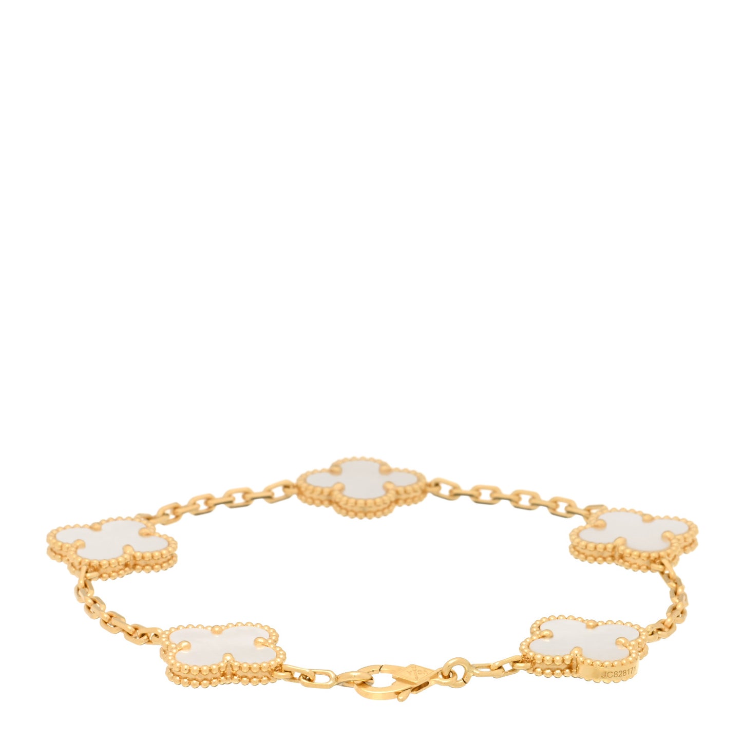 18K Yellow Gold Mother of Pearl 5 Motifs Vintage Alhambra Bracelet