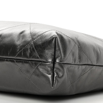 Chanel Metallic Calfskin Quilted Small Chanel 22 Ruthenium 11 of 13