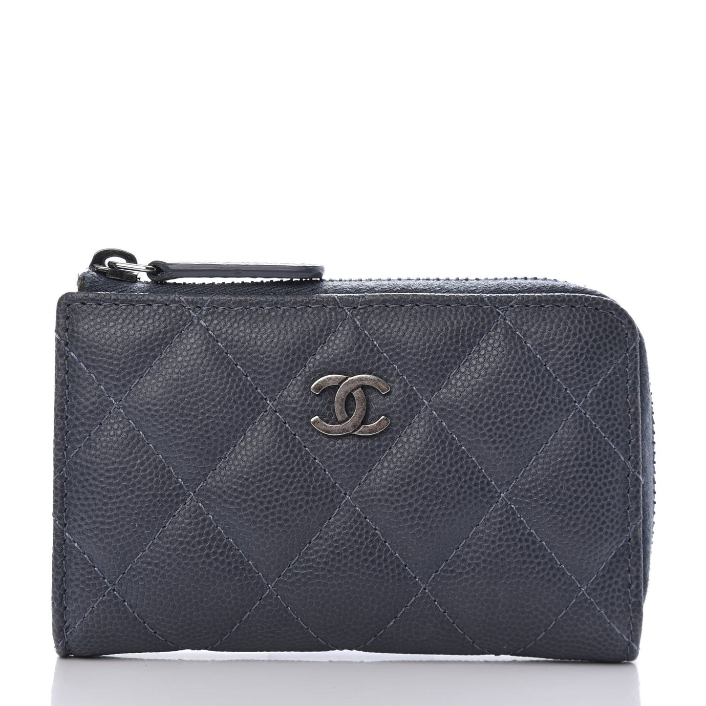 Caviar Quilted Key Holder Case Grey