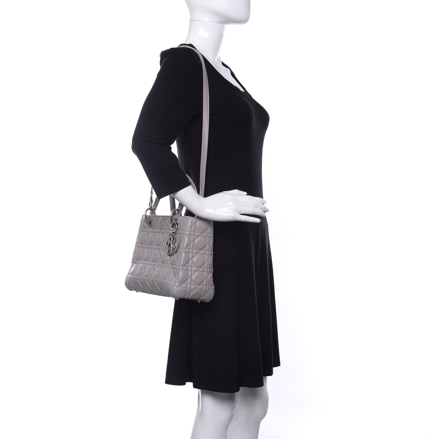 Lambskin Cannage Medium Lady Dior Grey