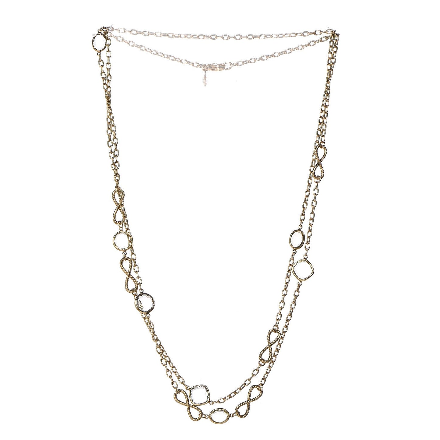 18K Yellow Gold Blue Topaz Prasiolite Infinity Station Necklace