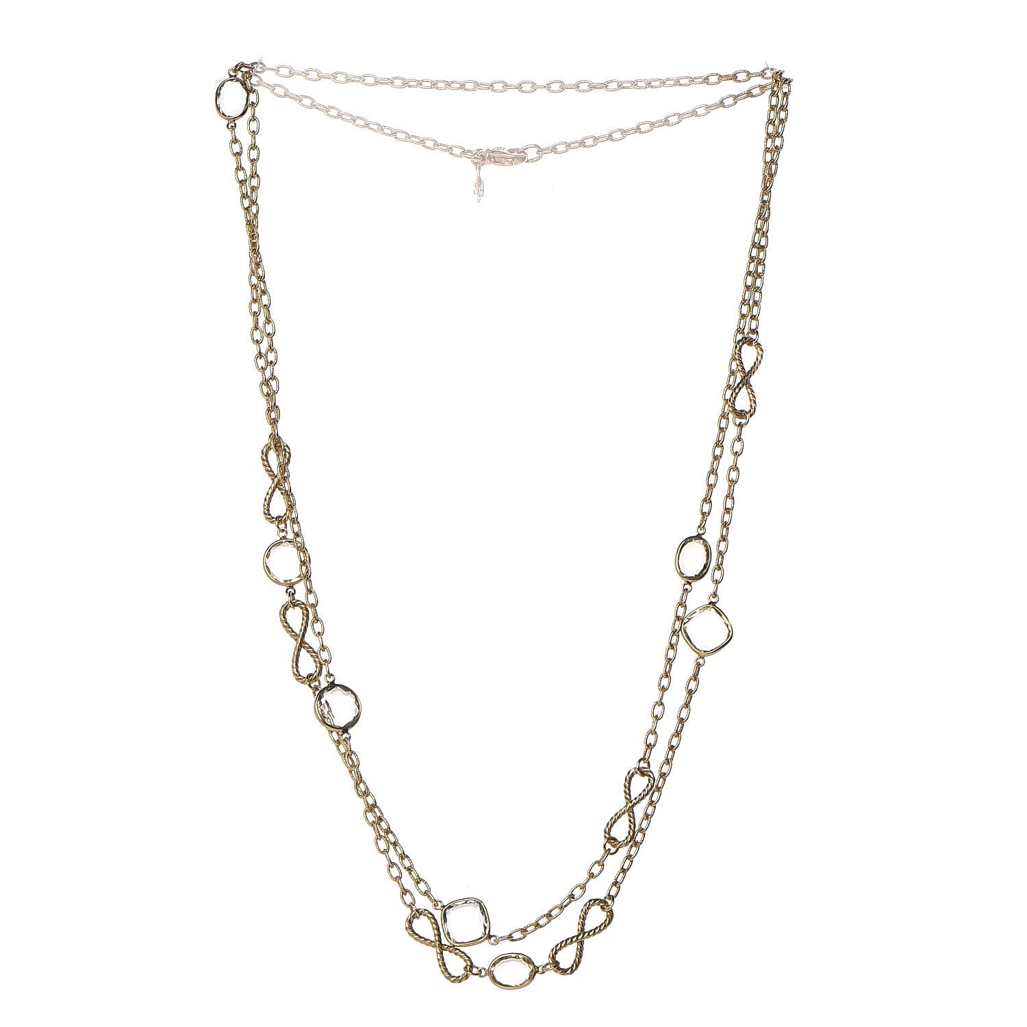 David Yurman 18K Yellow Gold Blue Topaz Prasiolite Infinity Station Necklace 3 of 6