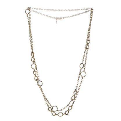 David Yurman 18K Yellow Gold Blue Topaz Prasiolite Infinity Station Necklace 3 of 6