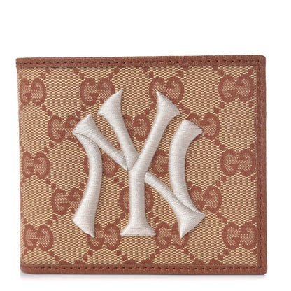 Gucci X MLB Monogram NY Yankees Bi-Fold Wallet Beige Ruggine Ivory 1 of 8