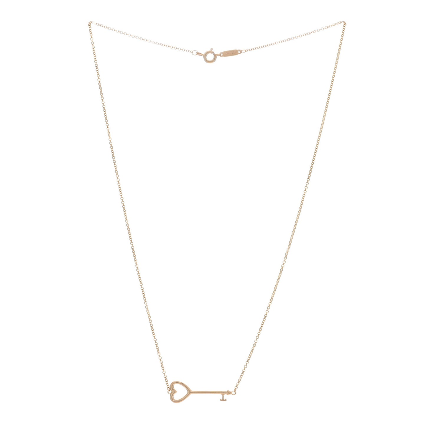 18K Rose Gold Heart Key Pendant Necklace