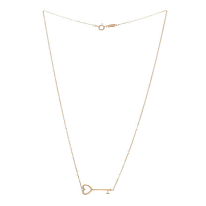 Tiffany 18K Rose Gold Heart Key Pendant Necklace 2 of 4