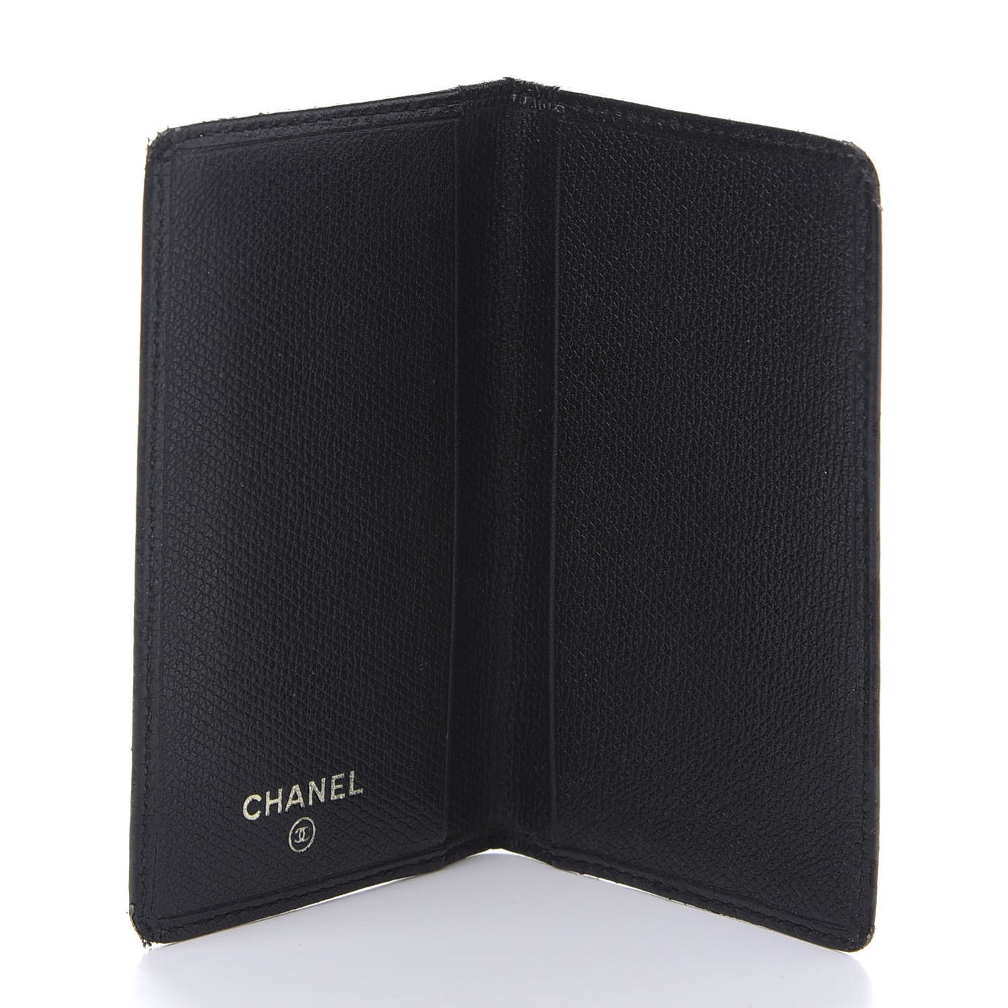 Grained Calfskin Small CC Button Pocket Agenda Cover Black