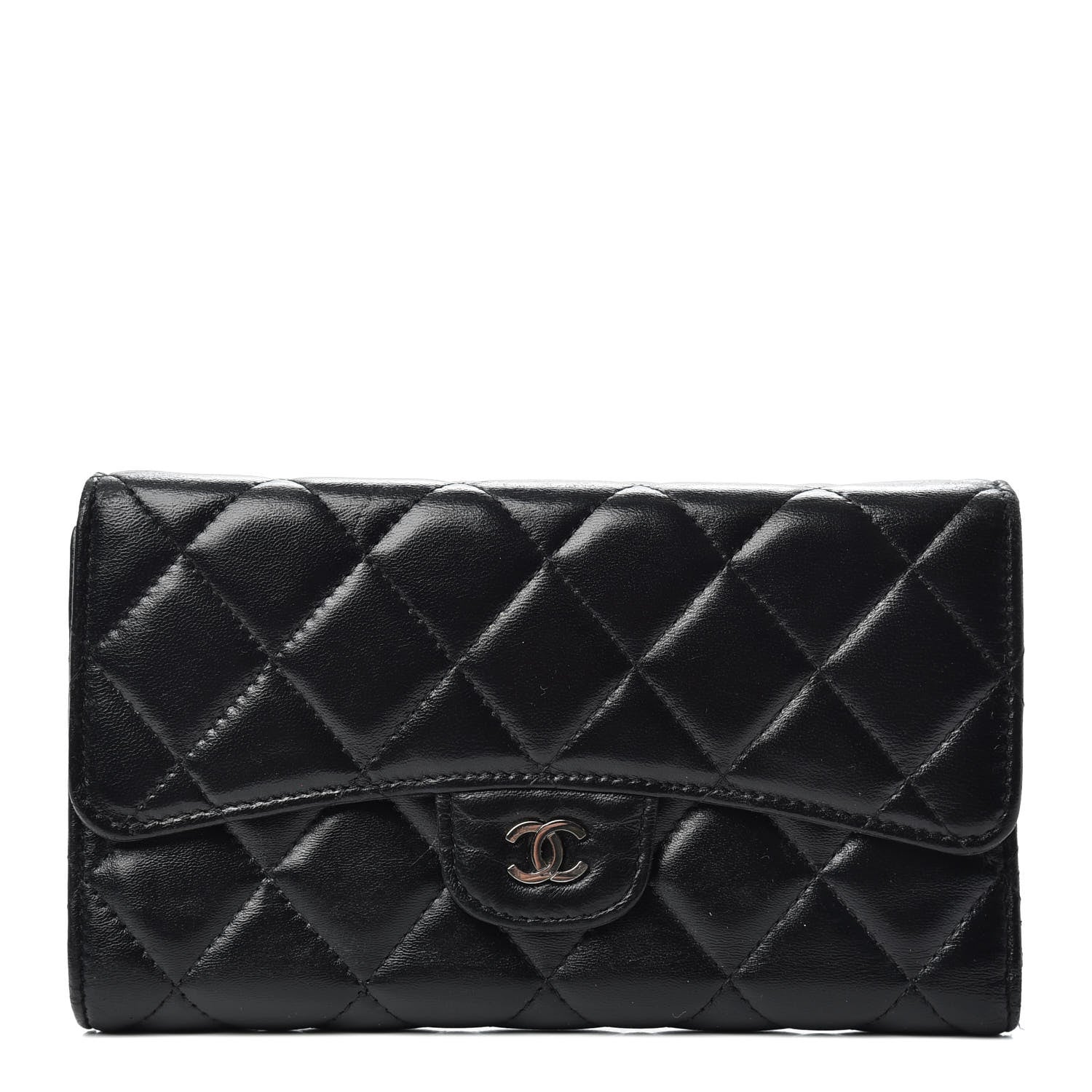 Chanel Lambskin Quilted Large Flap Wallet Black 1 of 7