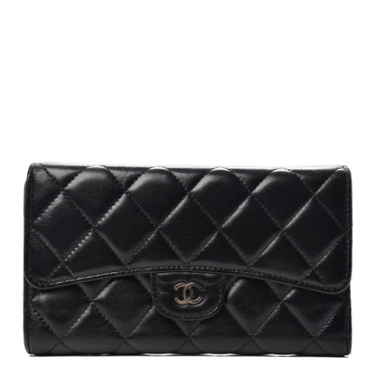 Chanel Lambskin Quilted Large Flap Wallet Black 1 of 7