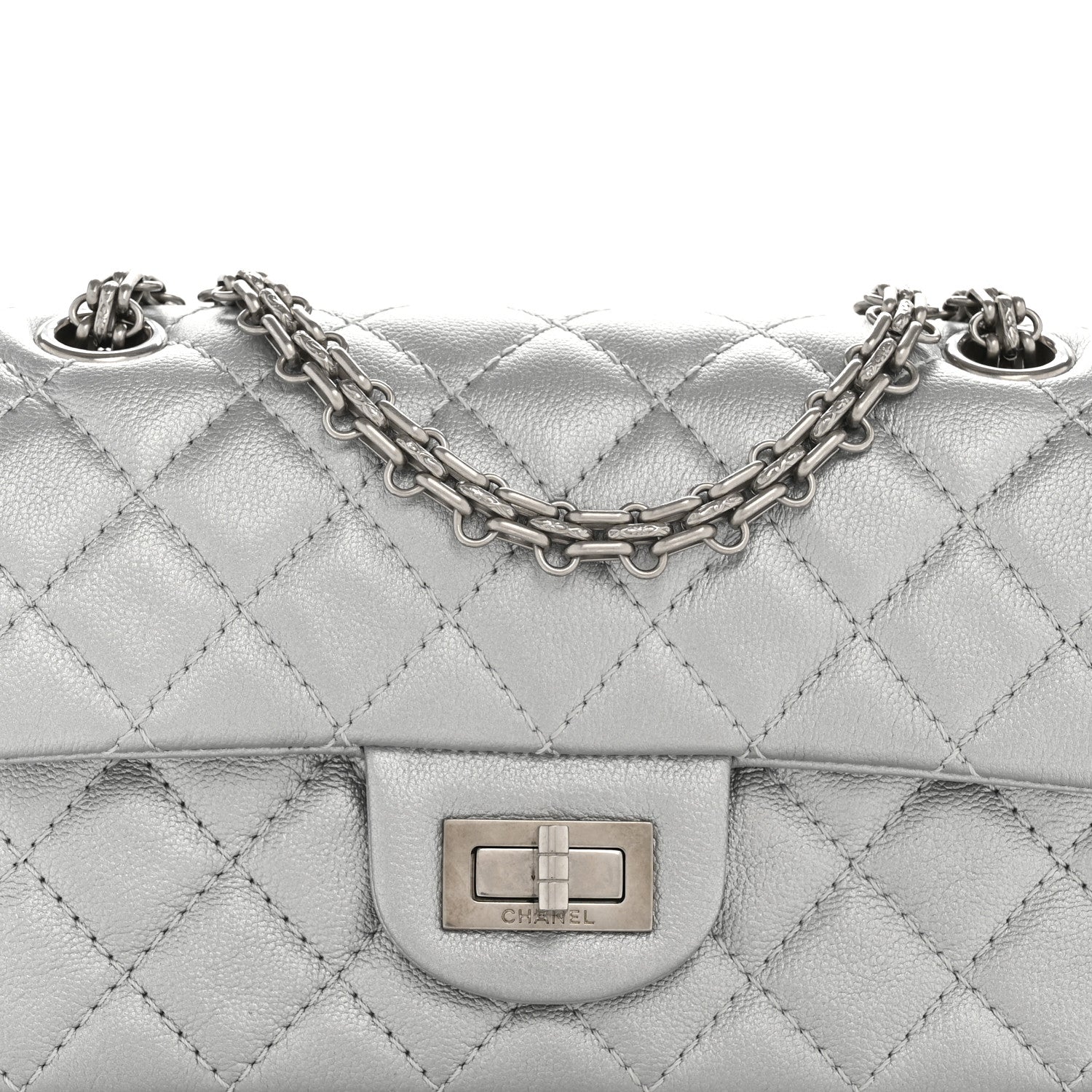 Chanel Metallic Grained Calfskin Quilted 2.55 Reissue Mini Flap Argent 8 of 11