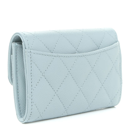 Chanel Caviar Quilted Flap Card Holder Wallet Light Blue 3 of 13