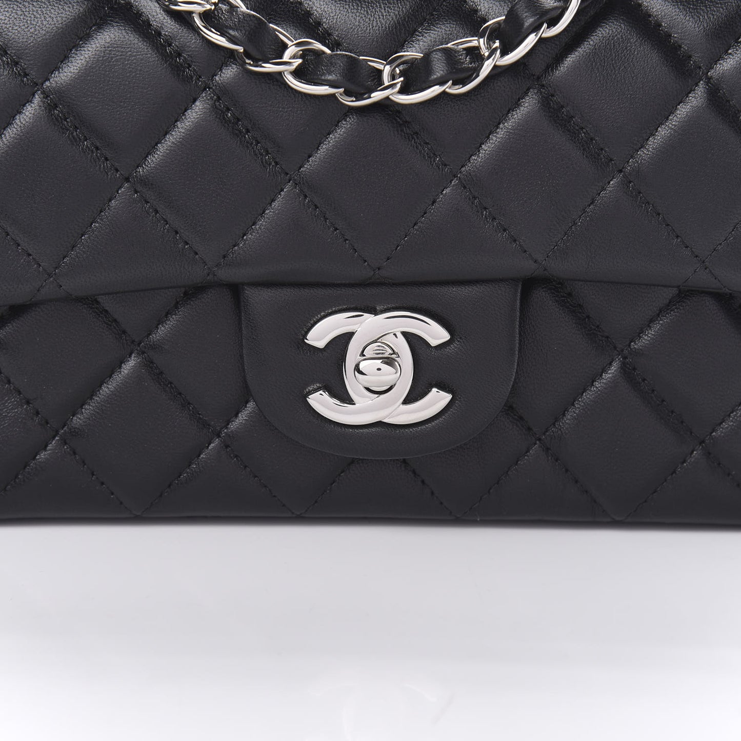 Lambskin Quilted Mini Rectangular Flap Black