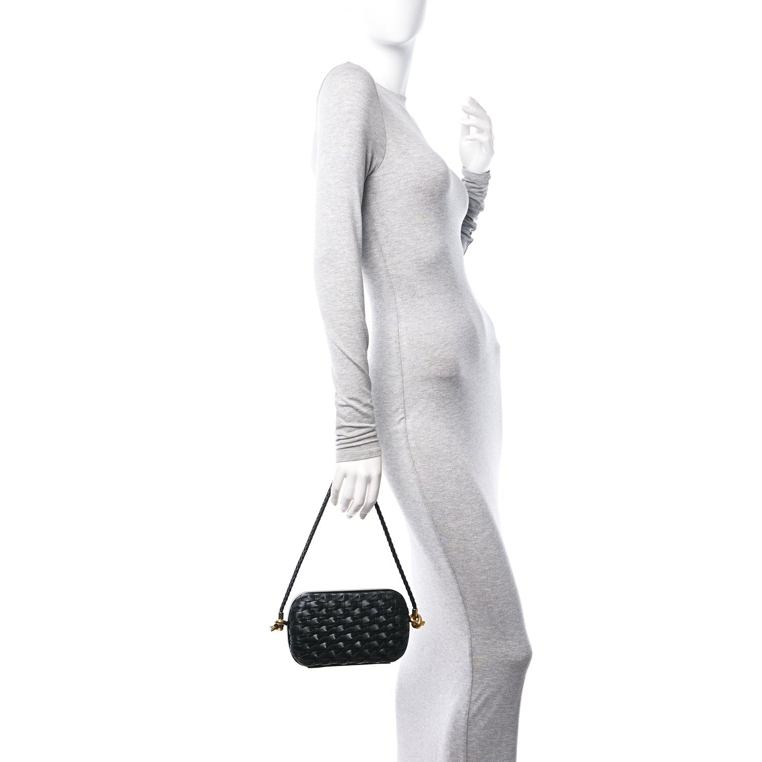 Bottega Veneta Grained Lambskin Intreccio Knot On Strap Black 2 of 9