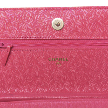 Chanel Caviar Quilted French New Wave Chain CC Wallet On Chain WOC Pink 6 of 12