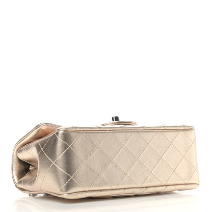 Chanel Metallic Lambskin Quilted Mini Rectangular Flap Gold Black 3 of 4
