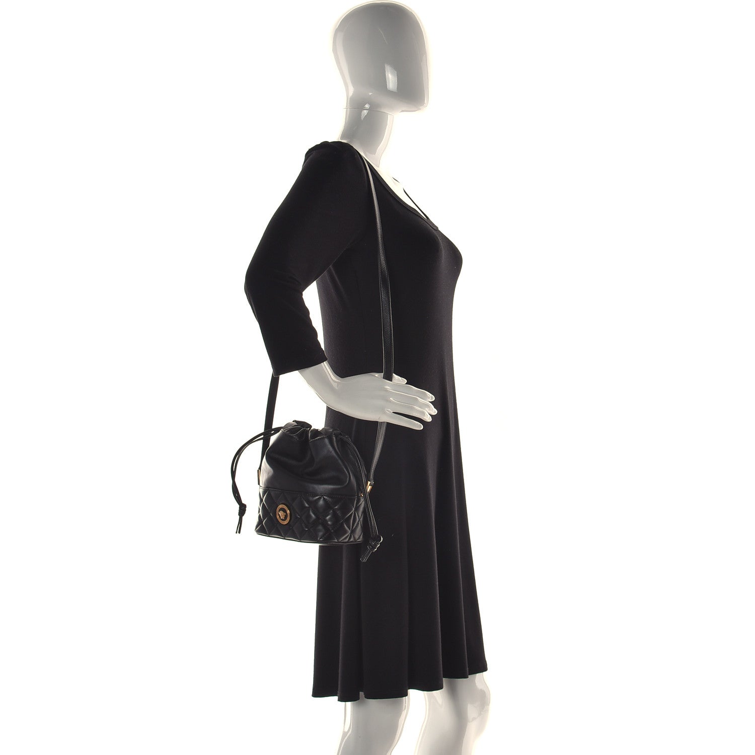 Versace Nappa Quilted Medusa Bucket Bag Black 2 of 14