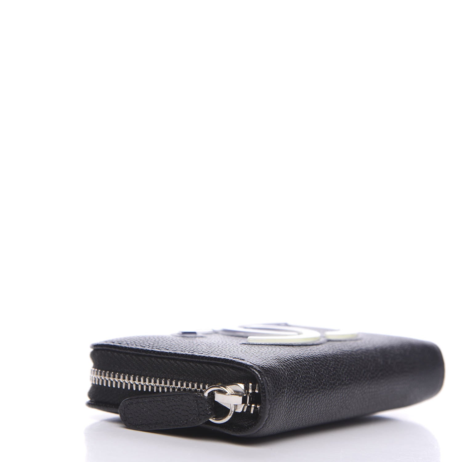 Chanel Caviar CC Small Zip Around Coin Purse Black Blue Green 3 of 7