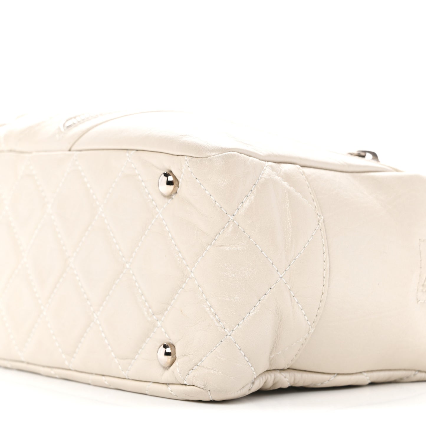 Aged Calfskin Quilted Cotton Club Bowler Pearl