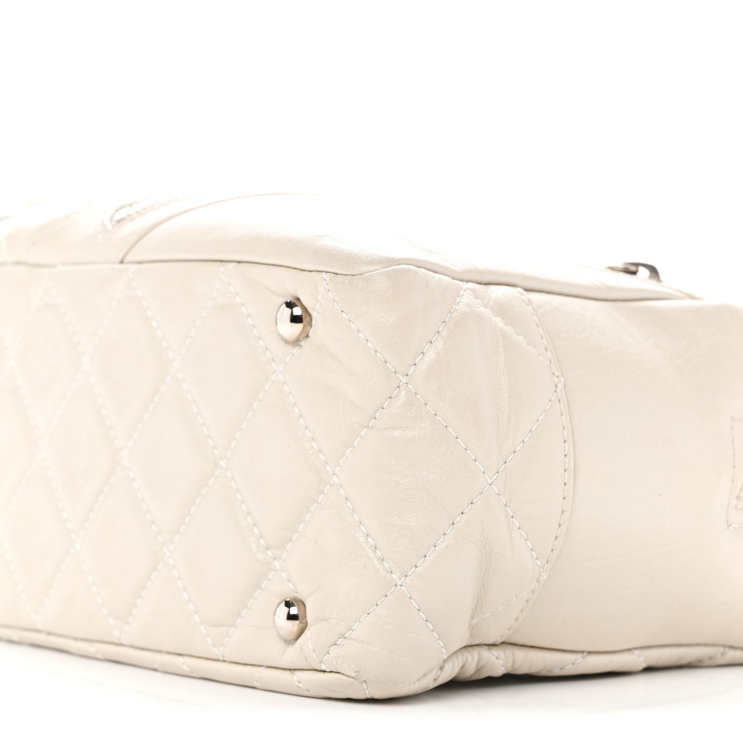 Chanel Aged Calfskin Quilted Cotton Club Bowler Pearl 10 of 15