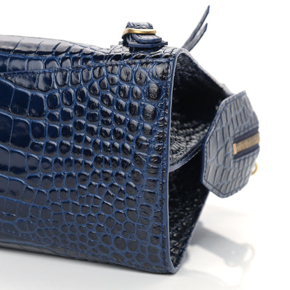 Balenciaga Shiny Supple Calfskin Crocodile Embossed Neo Classic Gold Hardware S City Navy 9 of 9