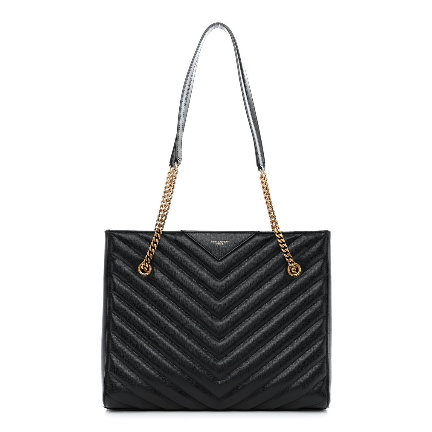 Grain de Poudre Matelasse Chevron Medium Tribeca Shopping Bag Black
