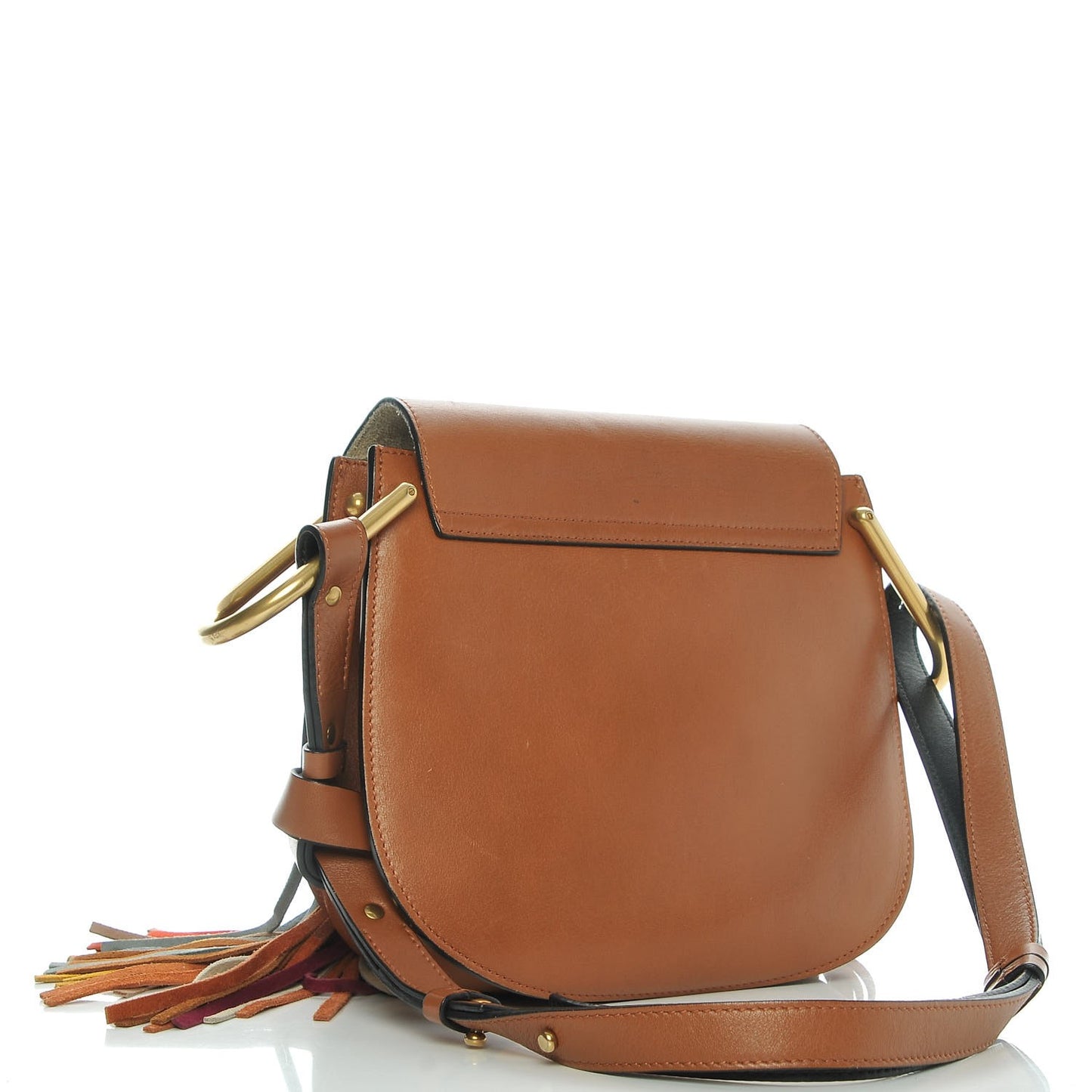 Calfskin Small Hudson Fringe Shoulder Bag Caramel