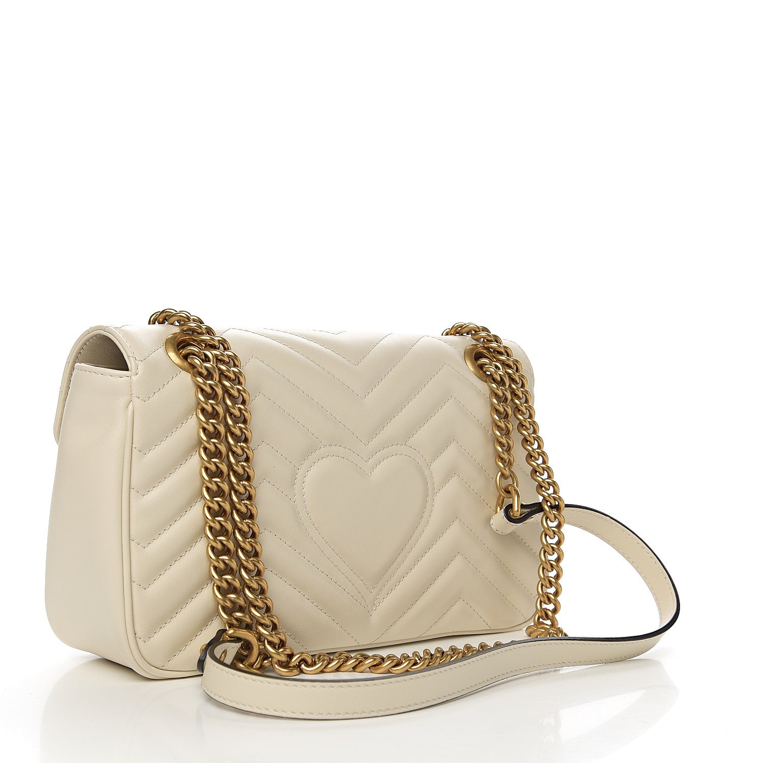 Gucci Calfskin Matelasse Small GG Marmont Shoulder Bag White 2 of 9