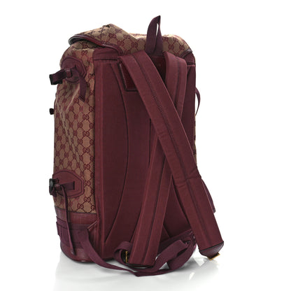 Gucci GG Monogram Script Logo Large Double Pocket Backpack Sahara Rubino Bordeaux 4 of 11