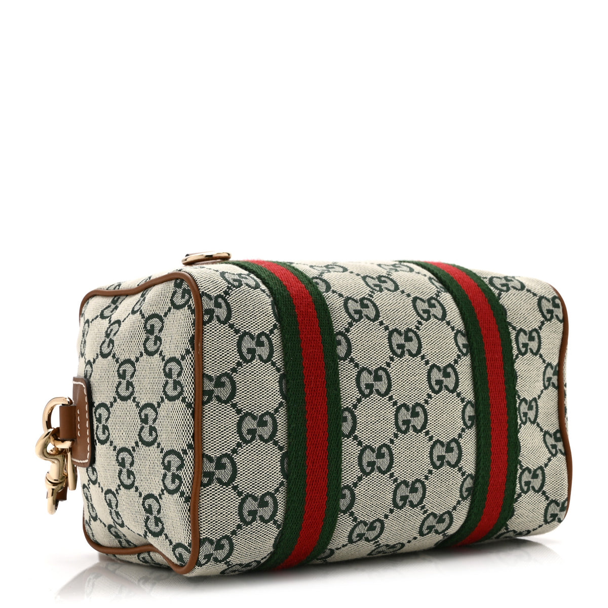 Gucci GG Supreme Web Mini GG Top Handle Bag Green Beige 4 of 10