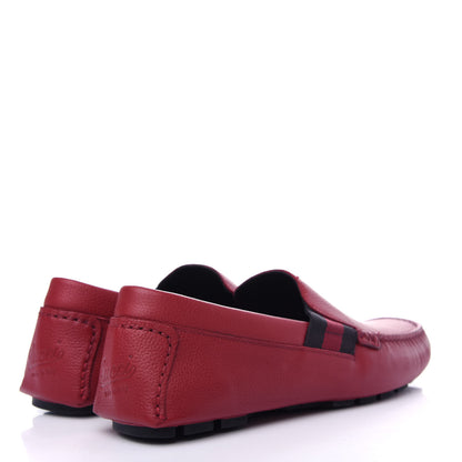 Gucci Calfskin Web Mens Driver Loafers 7.5 Red 4 of 11