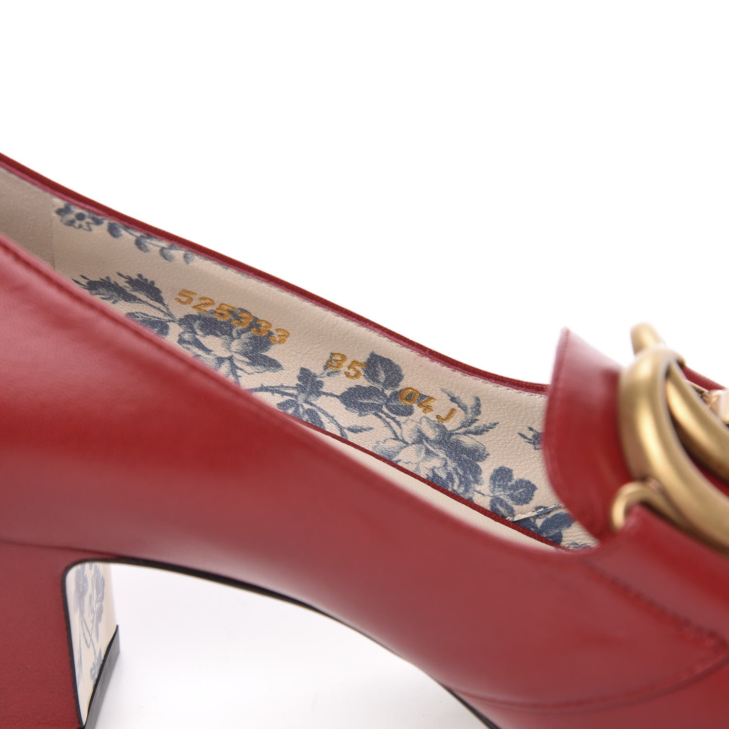 Gucci Malaga Kid GG Victoire 55mm Loafer Pumps 35 Hibiscus Red 8 of 9
