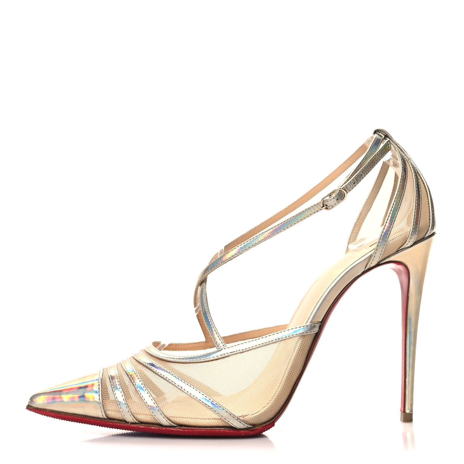 Christian Louboutin Kid Rete Theodorella 100 Pump 38 Platine 1 of 9